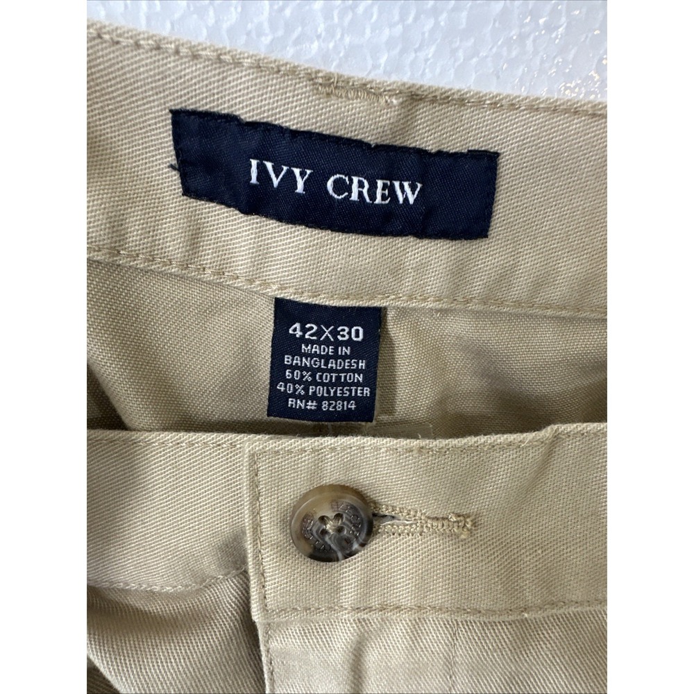 NWT Ivy Crew Pants Men's 42x30 TAN EASY CARE PANT Pleated Front Comfort Waist - Picture 3 of 7